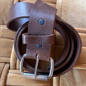 NEW No Fear Leather Made In USA Brown Belt Silver Hardware Sz 28-33